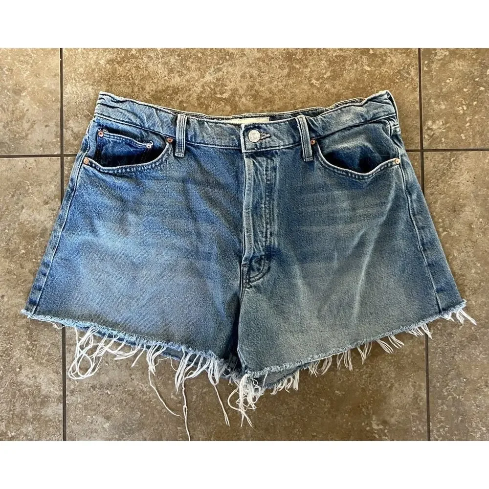 Mother The Skipper Short N' Long Fray Denim Shorts Women's Leap At The Chance 31